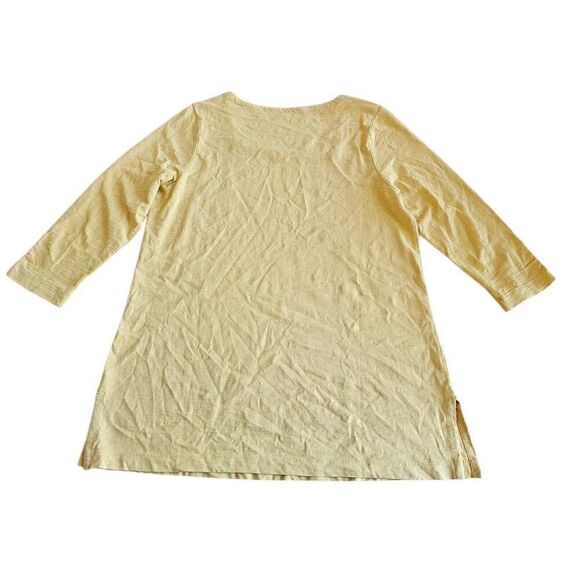 J jill pure jill womens Sz M mustard yellow square neck tunic top 100%cotton - Picture 2 of 6